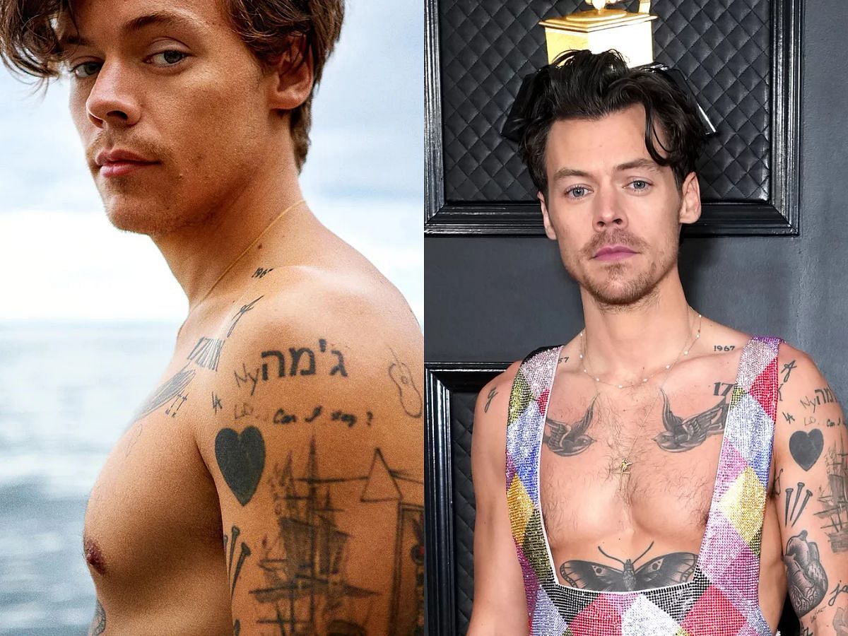 One Direction's Harry Styles tattoos large butterfly across his chest